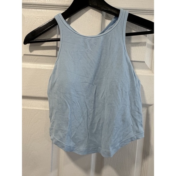 all in motion Tops - All In Motion Women Medium Blue Ribbed Crop Tank Athleisure Pilates Balletcore